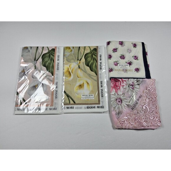 Hanae Mori Lot Of 4 Handkerchief Neckerchief Bandana Scarf - Picture 1 of 4